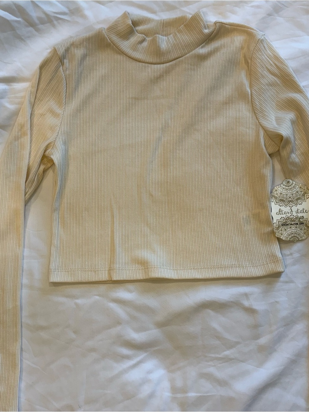 Altar'd State Cream Ribbed Mockneck Sweater Top XS